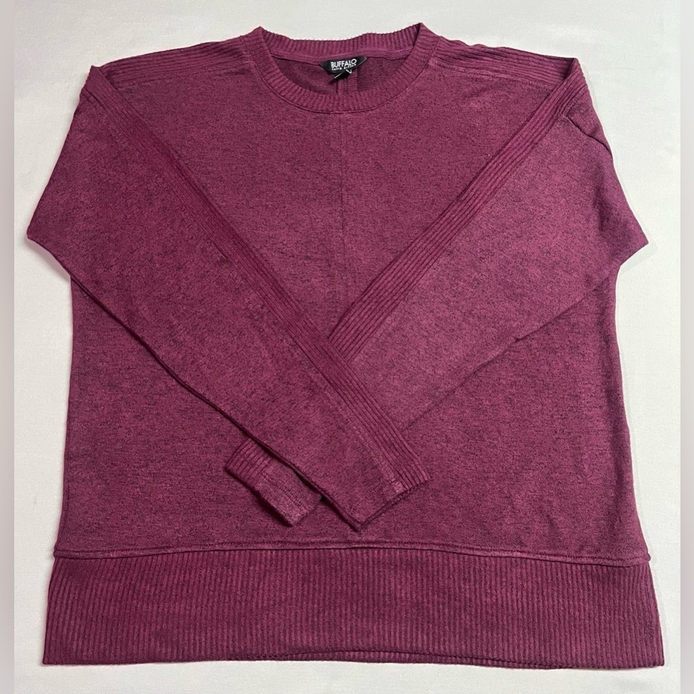 Buffalo David Bitton Long Sleeve Lightweight Maroon Knit Sweater NWOT - Picture 2 of 5